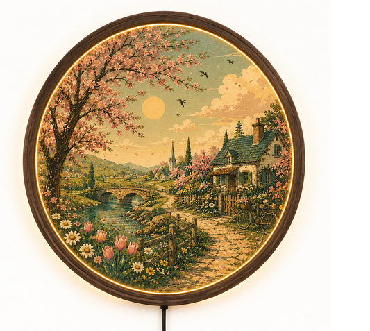 Spring Countryside LED Wall Art, Retro Floral Acrylic Light Sign