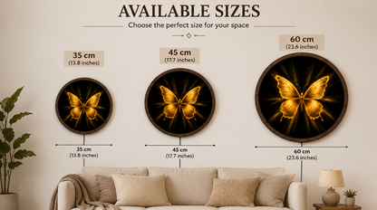 Golden Butterfly LED Wall Art, Glowing Butterfly Lighted Wall Decor, Round Butterfly Art, Elegant Nature Decor, Butterfly Lover Gift