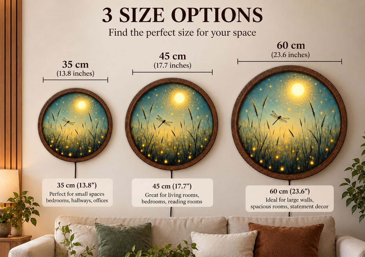 Dragonfly LED Wall Art, Firefly Meadow Lighted Decor, Moonlit Nature Wall Art, Rustic Cottage Decor, Dragonfly Lover Gift