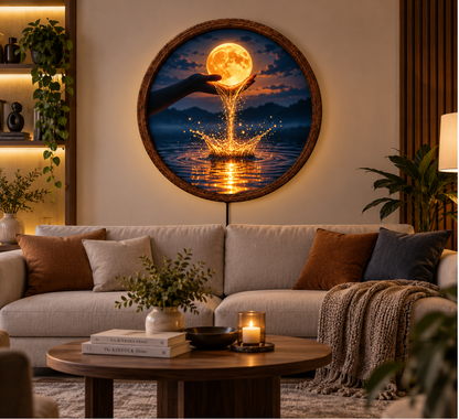 Moon LED Wall Art, Glowing Moon Water Decor, Celestial Lighted Wall Art, Mystical Night Sky Decor, Moon Lover Gift