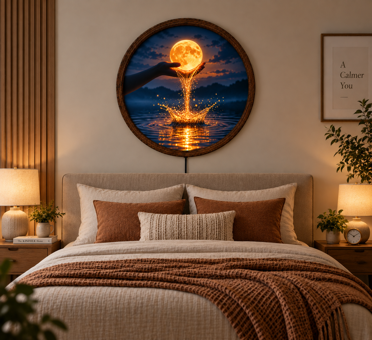 Moon LED Wall Art, Glowing Moon Water Decor, Celestial Lighted Wall Art, Mystical Night Sky Decor, Moon Lover Gift