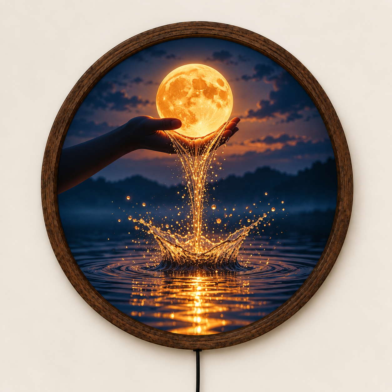 Moon LED Wall Art, Glowing Moon Water Decor, Celestial Lighted Wall Art, Mystical Night Sky Decor, Moon Lover Gift