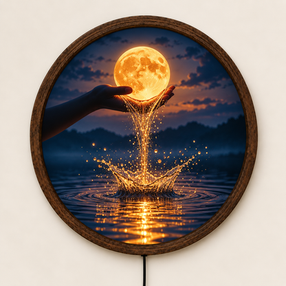 Moon LED Wall Art, Glowing Moon Water Decor, Celestial Lighted Wall Art, Mystical Night Sky Decor, Moon Lover Gift