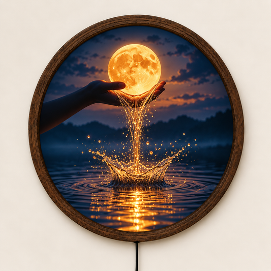 Moon LED Wall Art, Glowing Moon Water Decor, Celestial Lighted Wall Art, Mystical Night Sky Decor, Moon Lover Gift