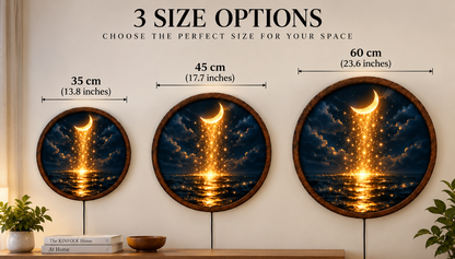 Crescent Moon Ocean LED Wall Art, Golden Starry Night Decor, Celestial Lighted Wall Art, Mystical Moon Lover Gift