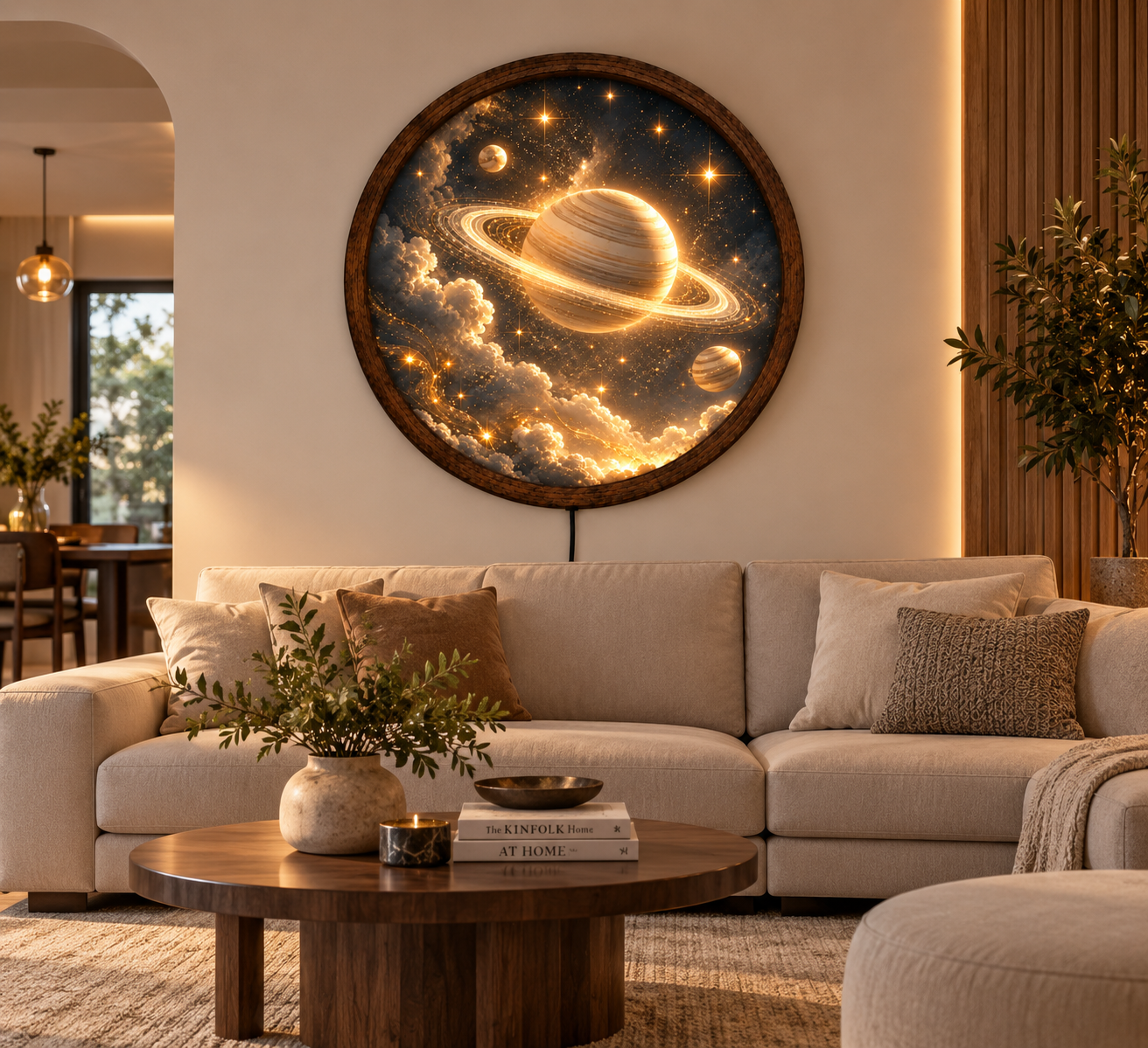 Saturn LED Wall Art, Golden Planet Celestial Decor, Galaxy Space Lighted Wall Art, Astronomy Room Decor, Space Lover Gift