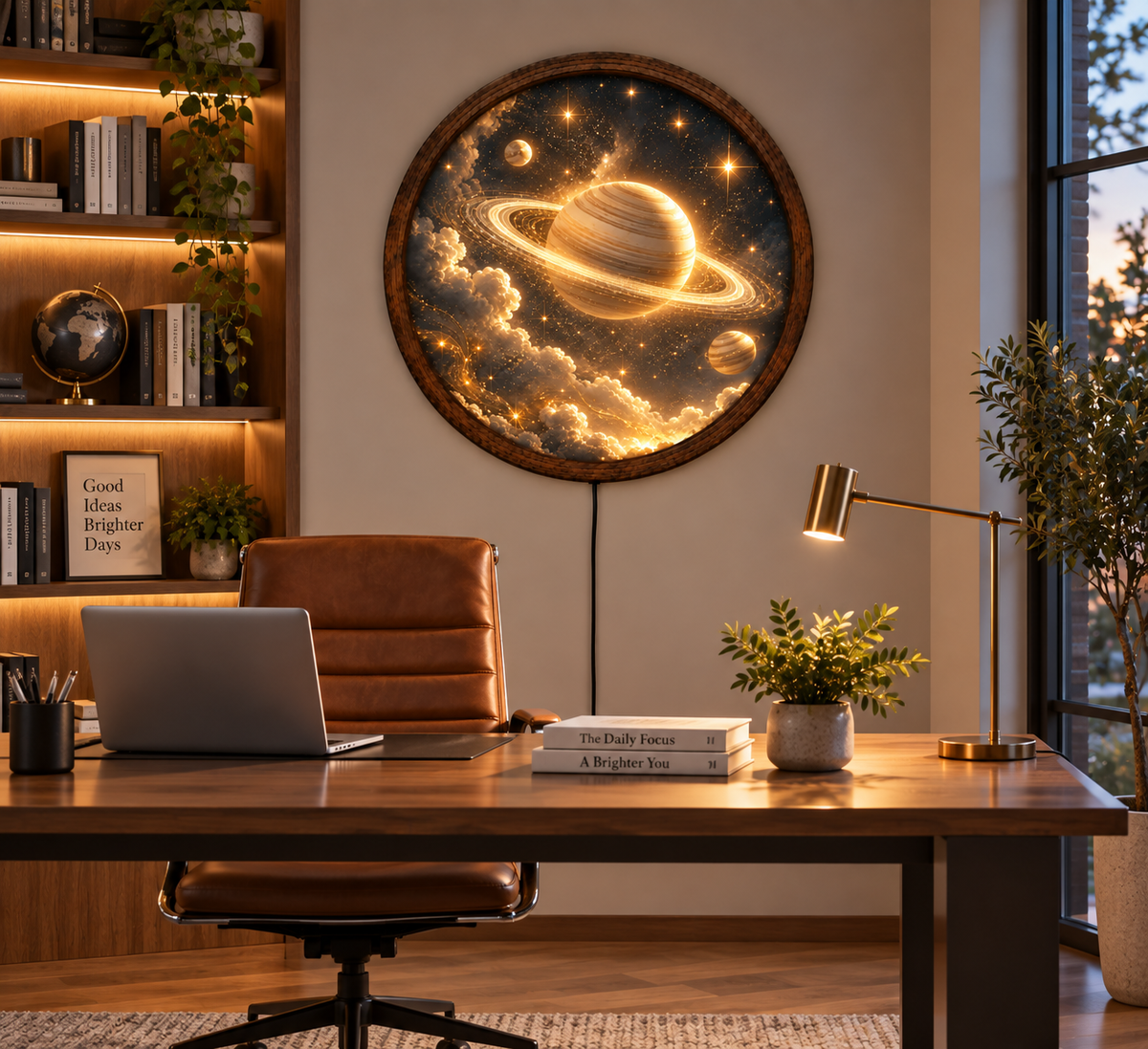 Saturn LED Wall Art, Golden Planet Celestial Decor, Galaxy Space Lighted Wall Art, Astronomy Room Decor, Space Lover Gift