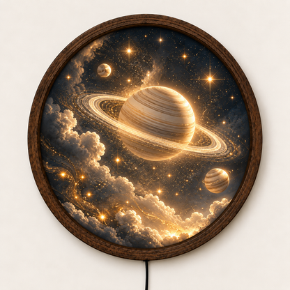 Saturn LED Wall Art, Golden Planet Celestial Decor, Galaxy Space Lighted Wall Art, Astronomy Room Decor, Space Lover Gift