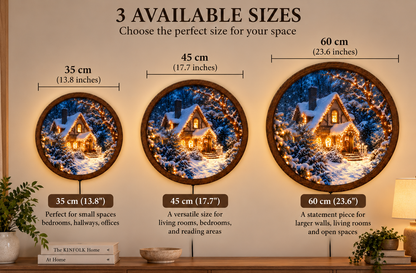 Christmas Cottage LED Wall Art, Snowy Winter Cabin Lighted Decor, Cozy Holiday Wall Art, Rustic Christmas Decor, Winter Lover Gift