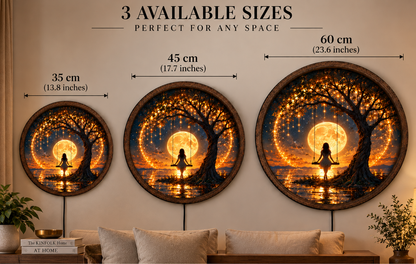 Full Moon Floral LED Wall Art, White Jasmine Flower Lighted Round Decor, Moonlit Garden Wall Art, Romantic Nature Decor