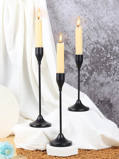 3Pcs European Style Metal Candle Holders, Exquisite Candlestick Set for Wedding & Christmas Table Decor