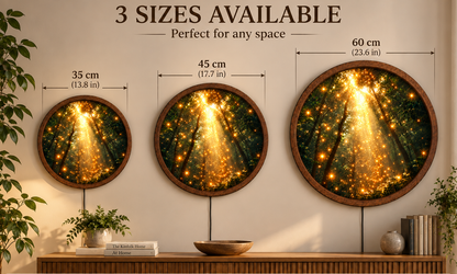 Enchanted Forest LED Wall Art, Glowing Woodland Round Light, Nature Wall Decor, Magical Forest Lamp, Rustic Home Decor