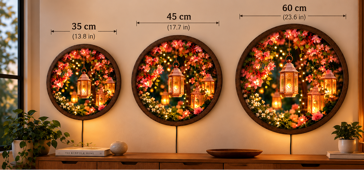 Floral Lantern LED Wall Art, Enchanted Garden Lighted Wall Decor, Pink Flower Round Wall Lamp, Romantic Botanical Home Decor, Cozy Gift