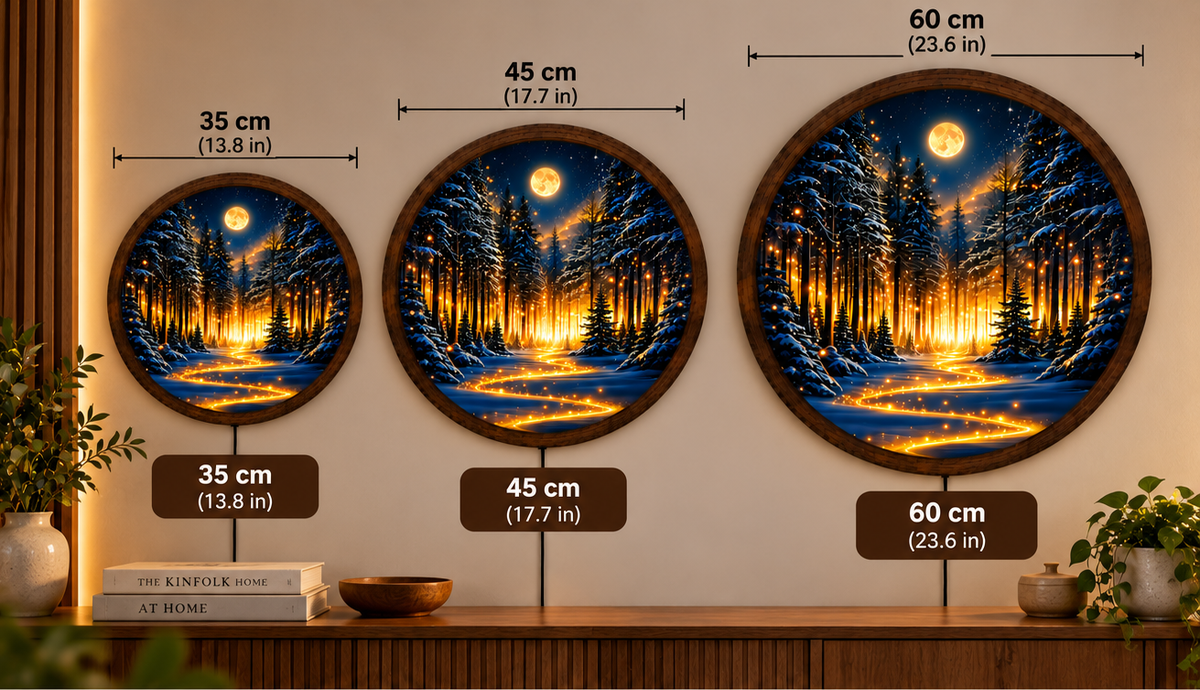 Winter Forest LED Wall Art, Moonlit Snowy Pine Lighted Wall Decor, Enchanted Woodland Wall Lamp, Christmas Home Decor, Winter Gift