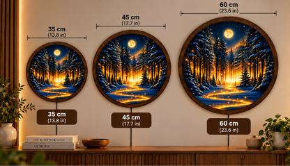 Winter Forest LED Wall Art, Moonlit Snowy Pine Lighted Wall Decor, Enchanted Woodland Wall Lamp, Christmas Home Decor, Winter Gift