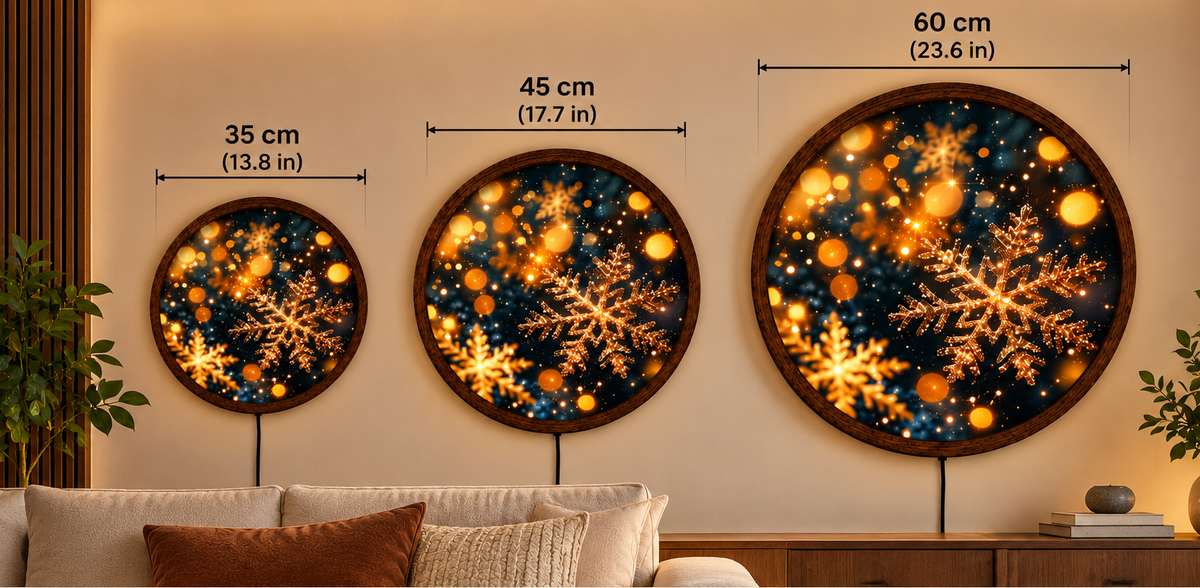 Christmas Snowflake LED Wall Art, Round Lighted Winter Decor, Glowing Holiday Wall Sign, Rustic Christmas Home Decoration