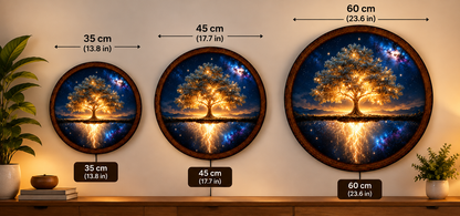 Tree of Life LED Wall Art, Glowing Cosmic Tree Light, Round Celestial Wall Decor, Galaxy Nature Art, Spiritual Bedroom Decor