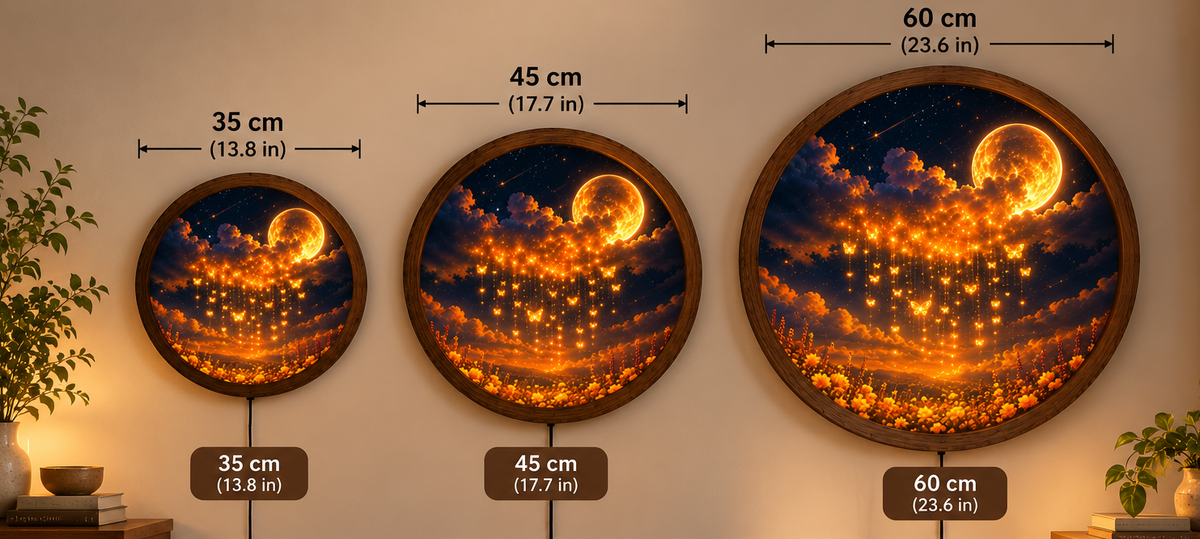 Glowing Moon Butterfly LED Wall Art, Enchanted Floral Night Sky Round Light, Celestial Wall Decor, Magical Bedroom Gift