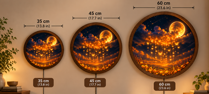 Glowing Moon Butterfly LED Wall Art, Enchanted Floral Night Sky Round Light, Celestial Wall Decor, Magical Bedroom Gift