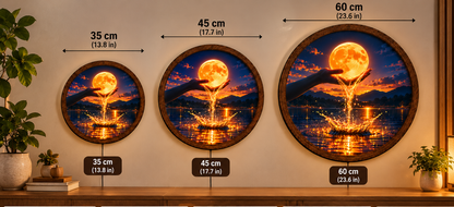 Glowing Moon LED Wall Art, Hand Holding Full Moon Decor, Celestial Night Landscape, Round Lighted Wall Decor, Dreamy Home Gift