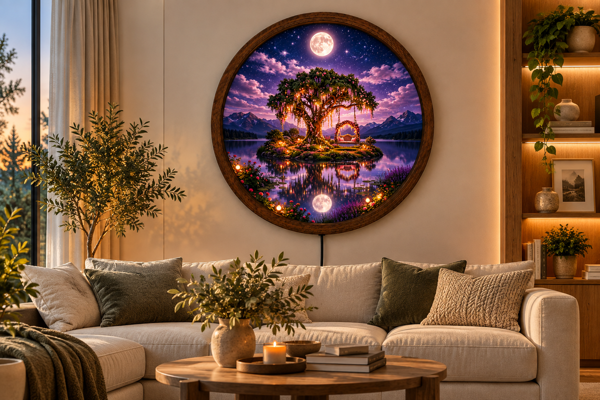 Enchanted Tree LED Wall Art, Moonlit Fantasy Garden Light, Romantic Tree of Life Decor, Magical Landscape Wall Art, Bedroom Night Light