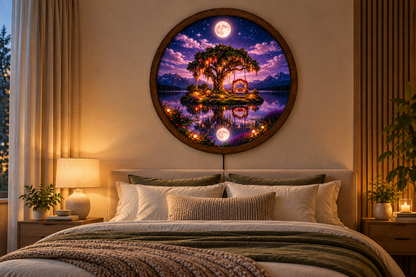 Enchanted Tree LED Wall Art, Moonlit Fantasy Garden Light, Romantic Tree of Life Decor, Magical Landscape Wall Art, Bedroom Night Light