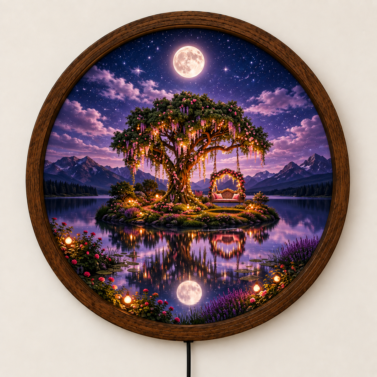 Enchanted Tree LED Wall Art, Moonlit Fantasy Garden Light, Romantic Tree of Life Decor, Magical Landscape Wall Art, Bedroom Night Light