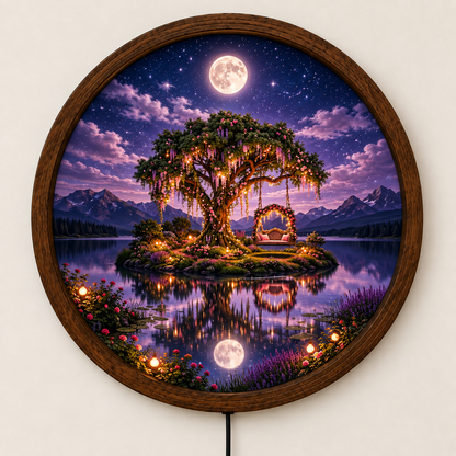 Enchanted Tree LED Wall Art, Moonlit Fantasy Garden Light, Romantic Tree of Life Decor, Magical Landscape Wall Art, Bedroom Night Light