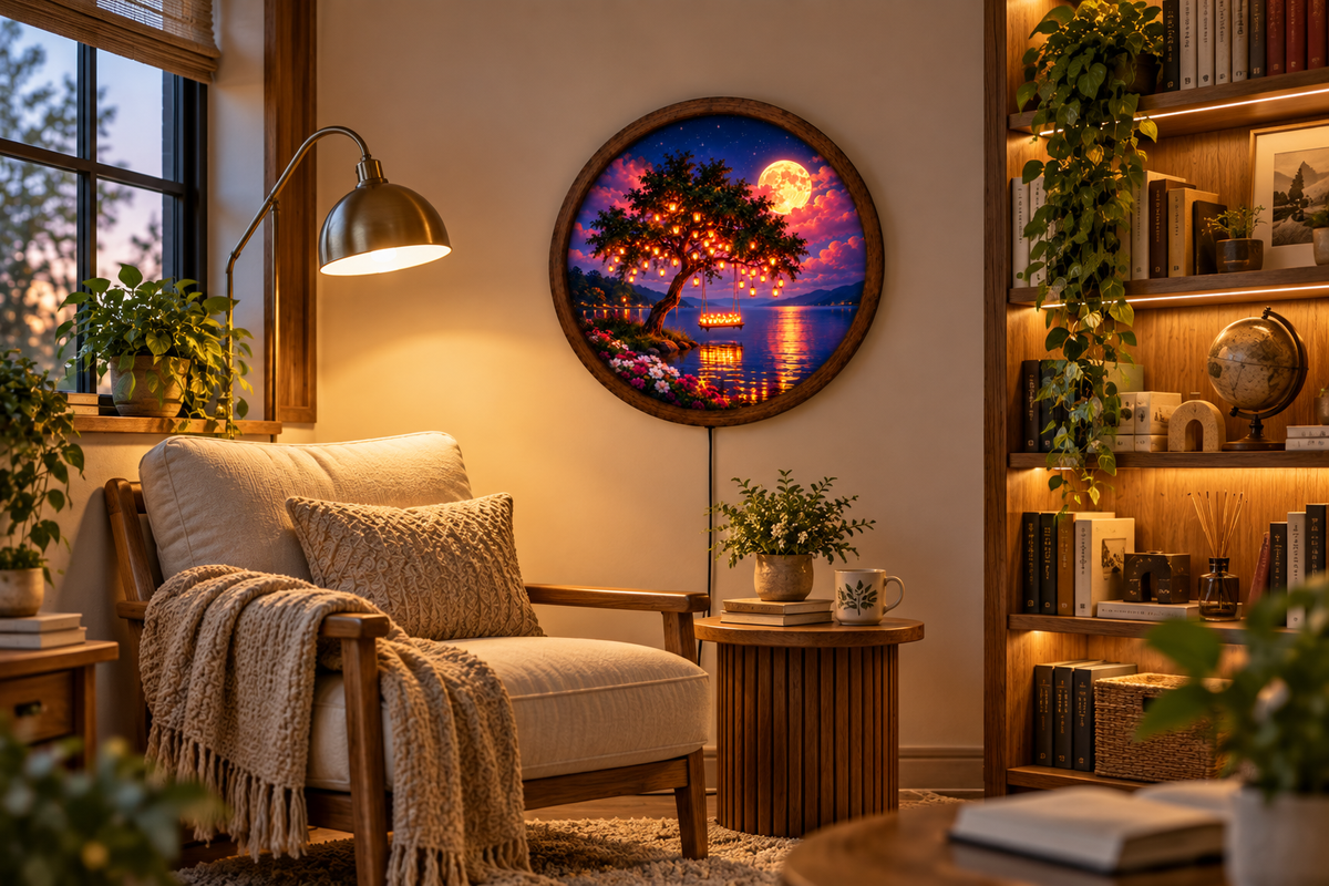 Enchanted Tree LED Wall Art, Moonlit Fantasy Garden Light, Romantic Tree of Life Decor, Magical Landscape Wall Art, Bedroom Night Light (Copy)