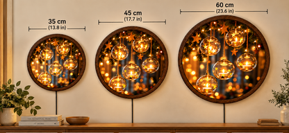 Christmas Candle LED Wall Art, Round Lighted Wall Decor, Glowing Ornament Christmas Wall Art, Holiday Home Decor, Cozy Winter Wall Light
