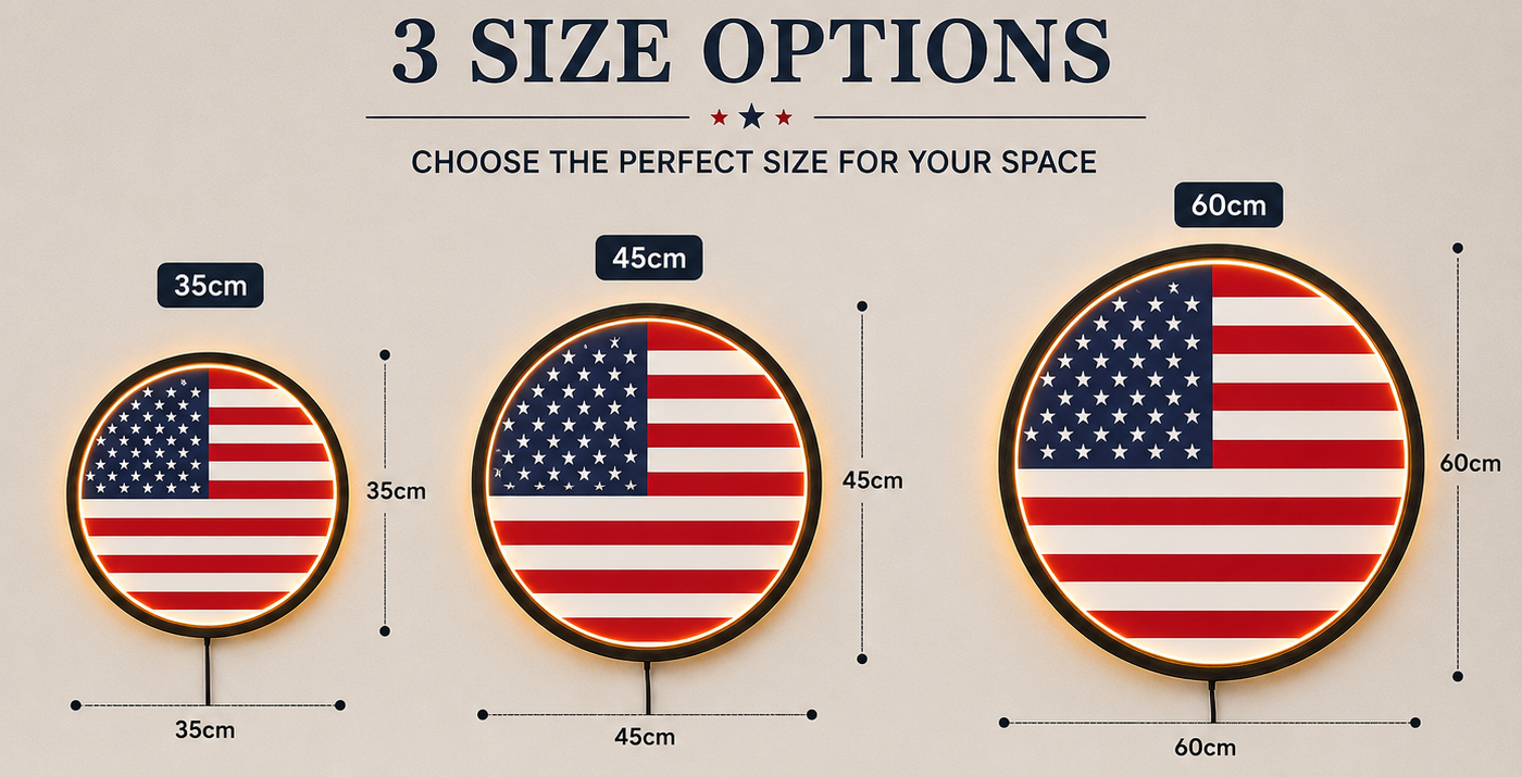 USA Flag Lighted Wall Art, American Patriotic Decor, LED Acrylic Sign