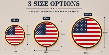 USA Flag Lighted Wall Art, American Patriotic Decor, LED Acrylic Sign