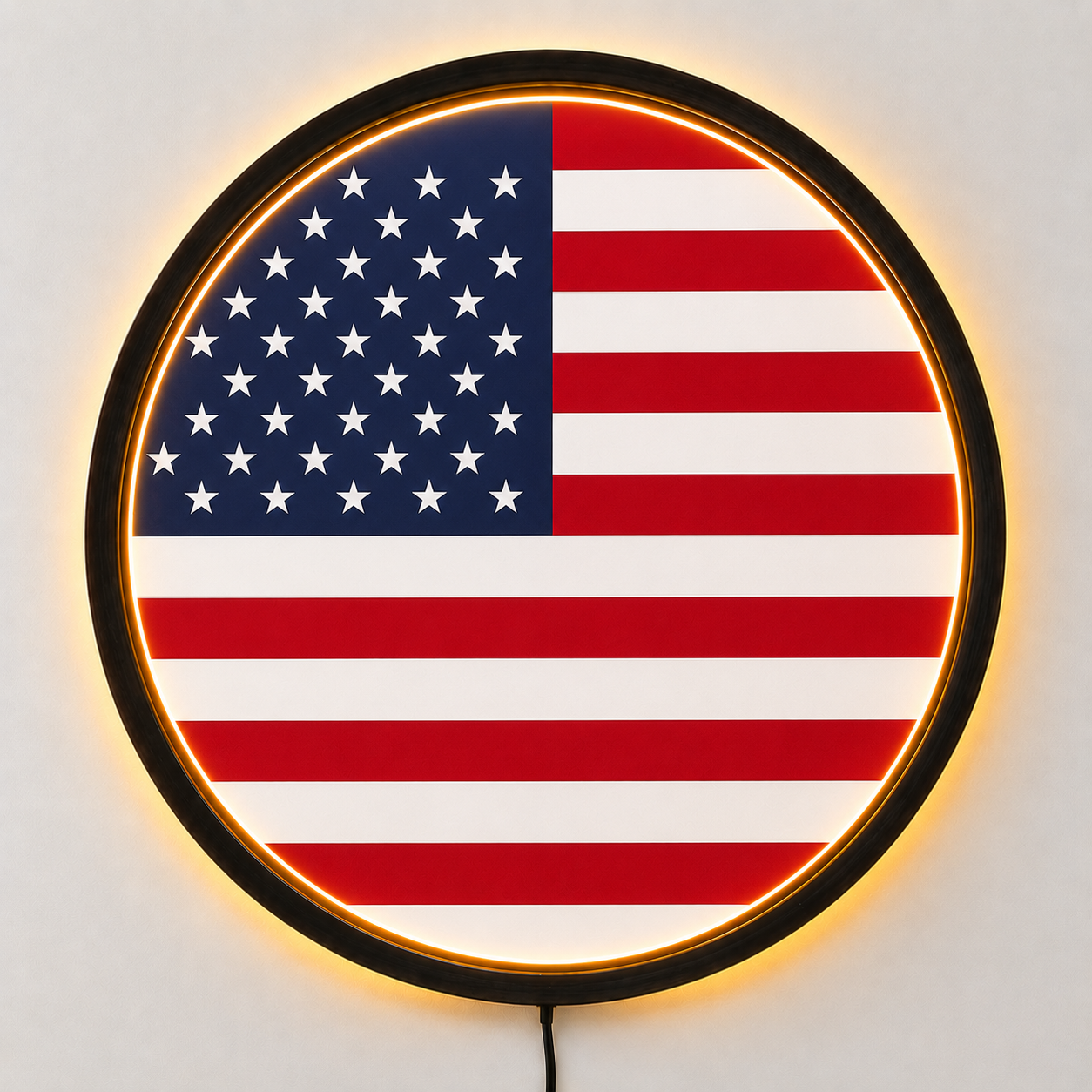USA Flag Lighted Wall Art, American Patriotic Decor, LED Acrylic Sign
