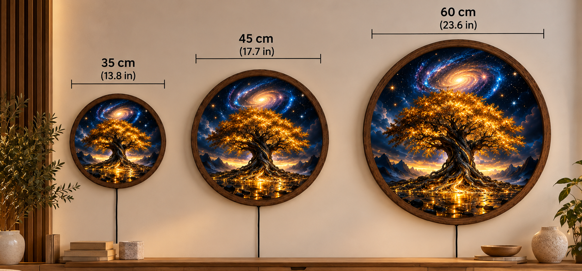 Tree of Life LED Wall Art, Glowing Golden Tree Round Wall Decor, Galaxy Night Light Art, Mystical Celestial Home Decor, Unique Gift