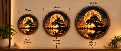 Moon Tree LED Wall Art, Full Moon Swan Landscape Light, Round Celestial Wall Decor, Glowing Nature Wall Lamp, Romantic Bedroom Decor