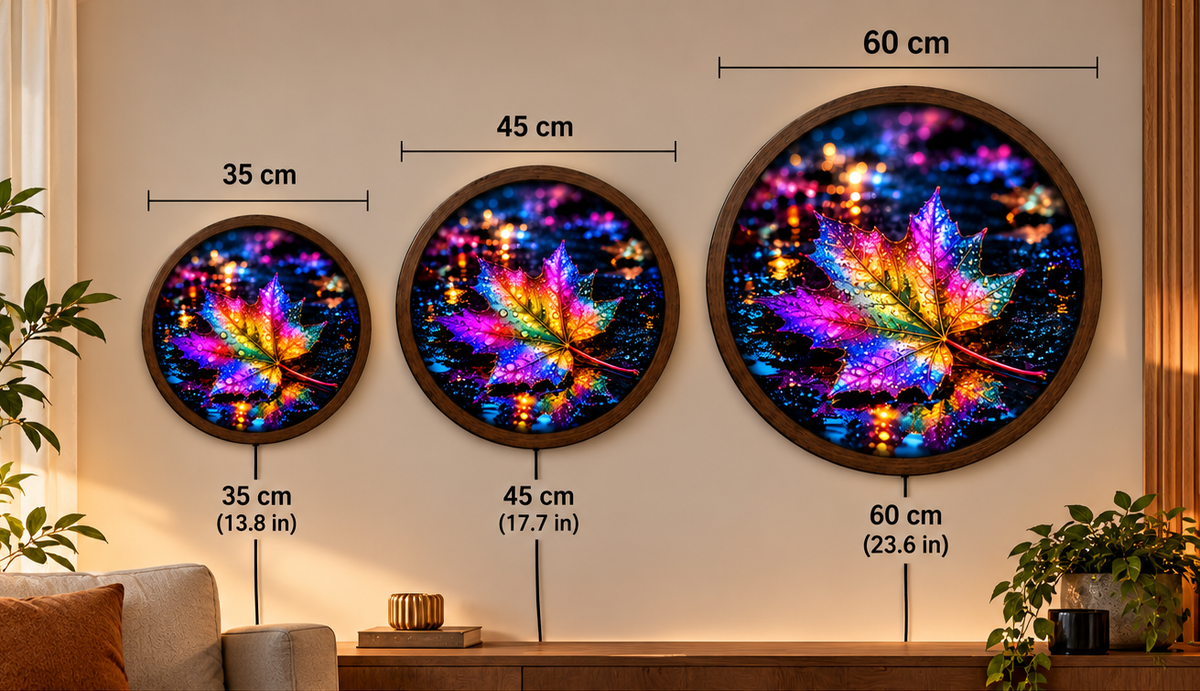 Colorful Maple Leaf LED Wall Art, Rainbow Autumn Leaf Round Wall Decor, Glowing Nature Light, Botanical Wall Art, Fall Home Decor