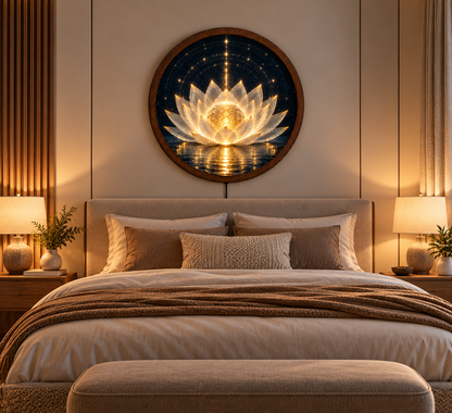 Lotus Flower LED Wall Art, Sacred Geometry Round Light, Spiritual Meditation Decor, Glowing Lotus Wall Decor, Yoga Room Gift