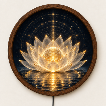Lotus Flower LED Wall Art, Sacred Geometry Round Light, Spiritual Meditation Decor, Glowing Lotus Wall Decor, Yoga Room Gift