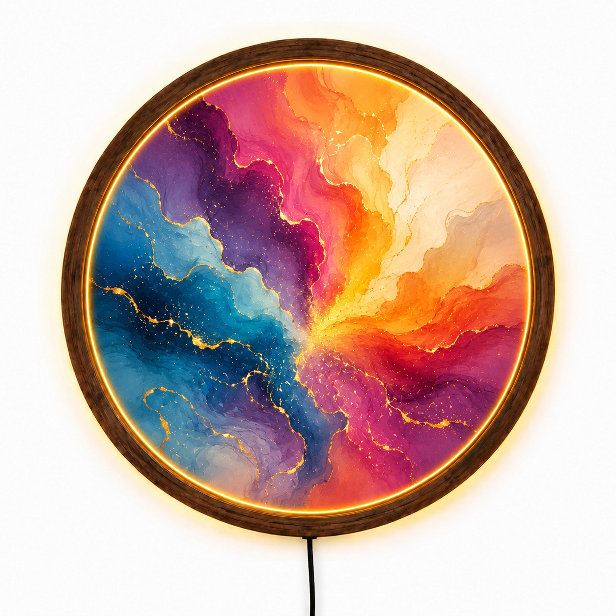 Abstract LED Wall Art, Colorful Round Light Decor, Modern Acrylic Lamp
