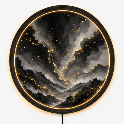 Mystic Mountain LED Wall Art, Black Gold Acrylic Night Light