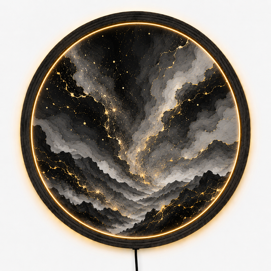 Mystic Mountain LED Wall Art, Black Gold Acrylic Night Light