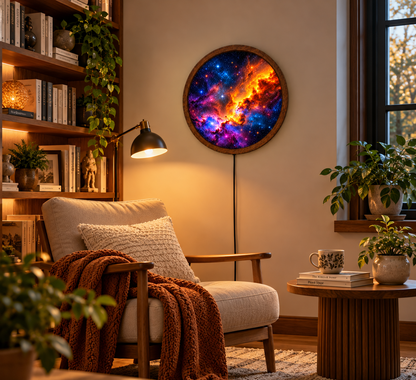 Colorful Galaxy LED Wall Art, Cosmic Nebula Wall Light, Round Outer Space Decor, Starry Night Bedroom Living Room Lamp