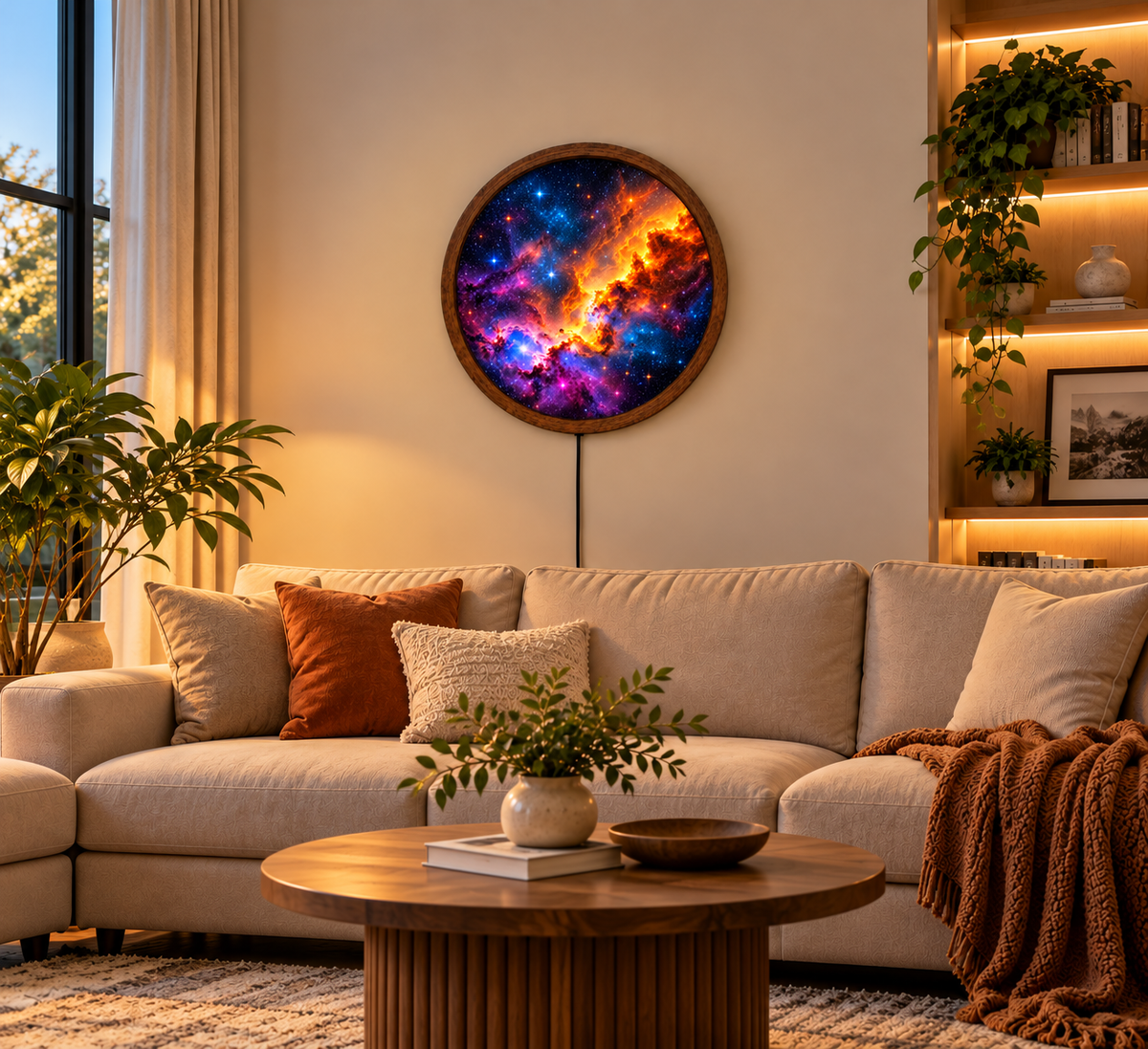 Colorful Galaxy LED Wall Art, Cosmic Nebula Wall Light, Round Outer Space Decor, Starry Night Bedroom Living Room Lamp