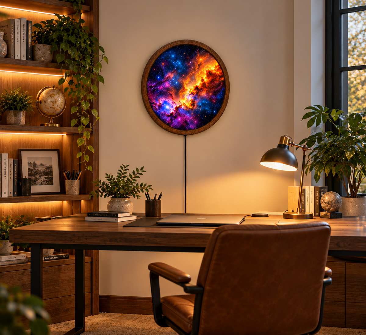 Colorful Galaxy LED Wall Art, Cosmic Nebula Wall Light, Round Outer Space Decor, Starry Night Bedroom Living Room Lamp