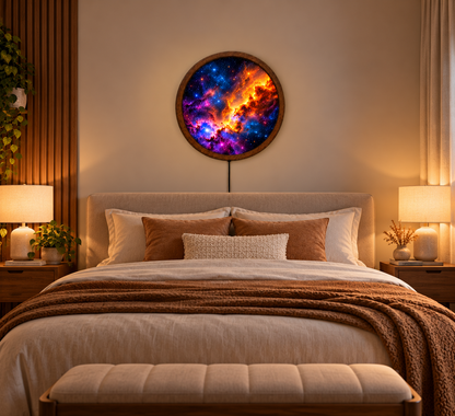 Colorful Galaxy LED Wall Art, Cosmic Nebula Wall Light, Round Outer Space Decor, Starry Night Bedroom Living Room Lamp