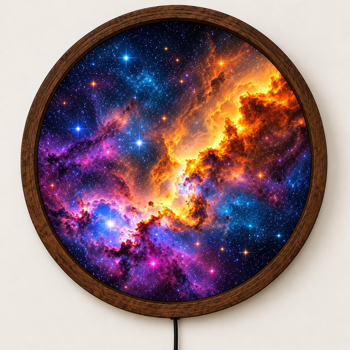 Colorful Galaxy LED Wall Art, Cosmic Nebula Wall Light, Round Outer Space Decor, Starry Night Bedroom Living Room Lamp