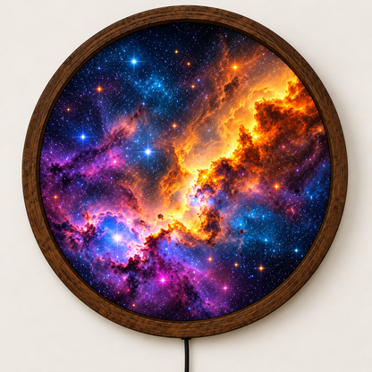 Colorful Galaxy LED Wall Art, Cosmic Nebula Wall Light, Round Outer Space Decor, Starry Night Bedroom Living Room Lamp