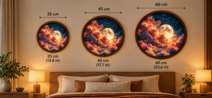 Glowing Full Moon LED Wall Art, Round Lighted Wall Decor, Dreamy Moon and Clouds Night Sky, Celestial Bedroom Living Room Decor
