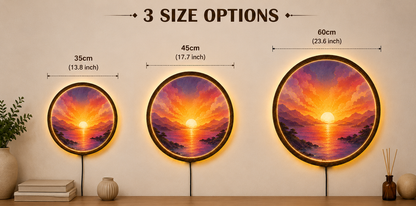 Sunrise LED Wall Decor, Mountain Landscape Acrylic Night Light, Round Wall Art
