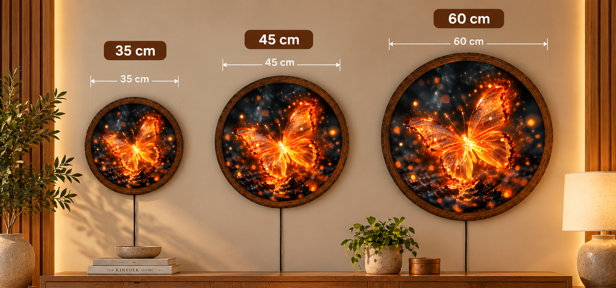Glowing Butterfly LED Wall Art, Golden Butterfly Wall Light, Round Illuminated Butterfly Decor, Fantasy Bedroom Living Room Art